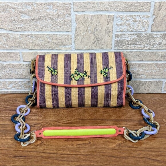 Handbags - M MISSONI Raffia Crossbody Plastic Ring Strap